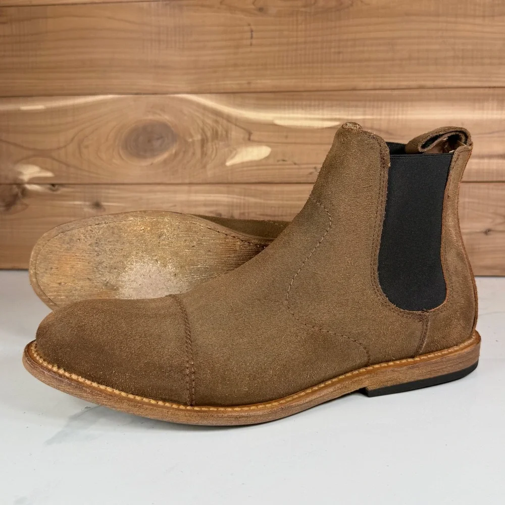 Freebird Curtis Mens Brown Suede Cap Toe Chelsea Boots Size 8 Leather Sole‎